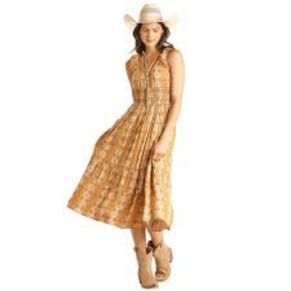 Rock&Roll Yellow Patterned Sleeveless Dress
